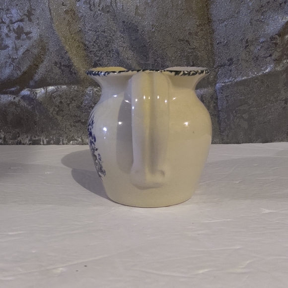 4" Handmade Stoneware Beige Water/Juice Pitcher With Floral Picture. Mad… - Picture 6 of 10